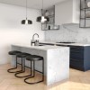 Black Faux Leather Kitchen Stool - 66cm - Stella