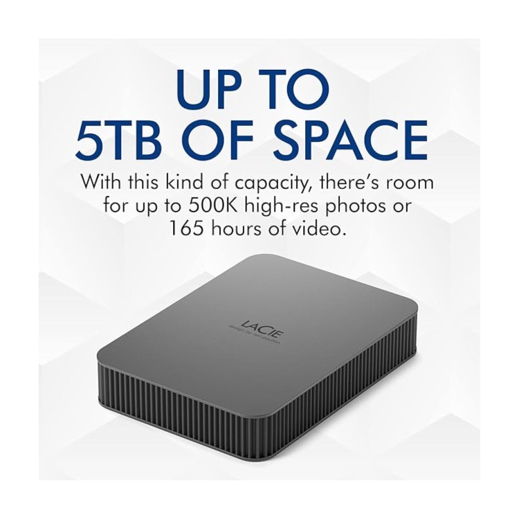 GRADE A1 - LaCie Mobile Drive Secure 4TB 3.5 Inch USB-C External Hard Drive