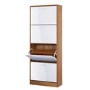 LPD Strand White High Gloss and Walnut Shoe Storage Cabinet with 4 Shoe Compartments 24 Pairs