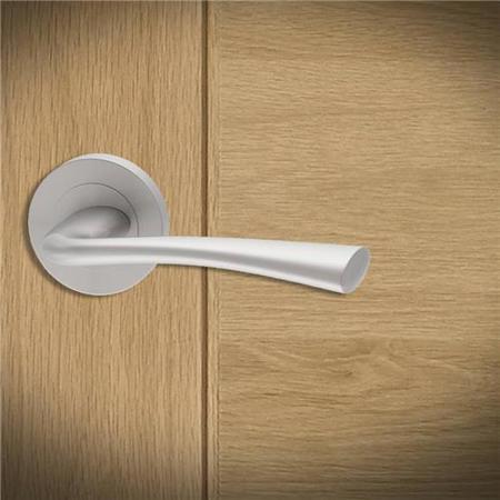 Internal Pearl Nickel Lever Fire Door Handle with Latch and Hinges Pack - 65mm Latch - Struma - XL Joinery