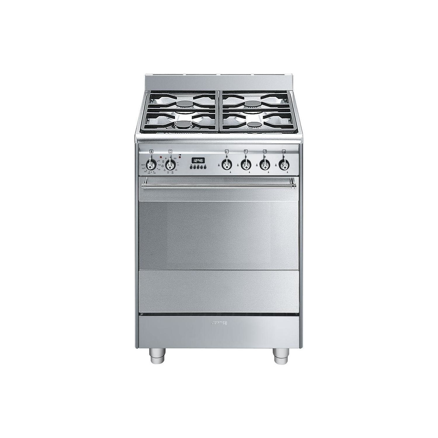 Smeg Concert 60cm Dual Fuel Cooker with Pyrolytic Cleaning - Stainless Steel
