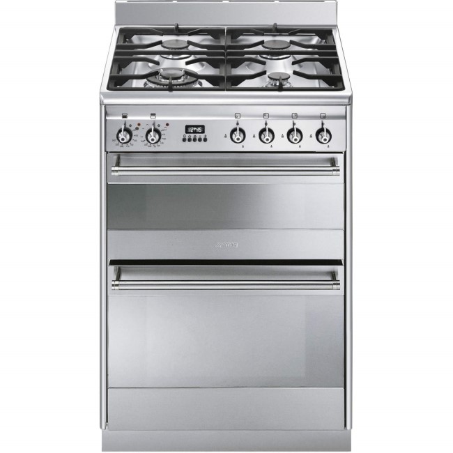 Smeg Concert 60cm Dual Fuel Cooker with Double Oven - Stainless Steel
