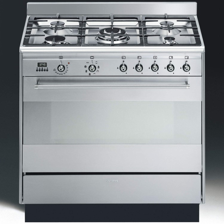 Refurbished Smeg SUK91MFX9 Concert 90cm Stainless Steel Single Cavity Dual Fuel Range Cooker