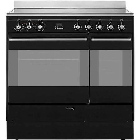 Refurbished Smeg Concert SUK92CBL9 90cm Electric Range Cooker with Ceramic Hob Black