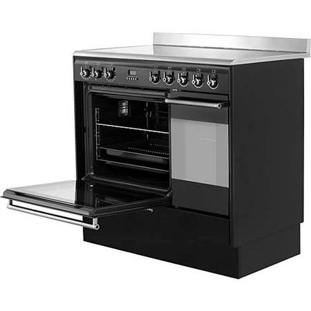 Refurbished Smeg Concert SUK92CBL9 90cm Electric Range Cooker with Ceramic Hob Black