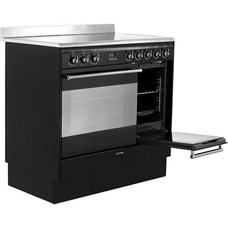 Refurbished Smeg Concert SUK92CBL9 90cm Electric Range Cooker with Ceramic Hob Black
