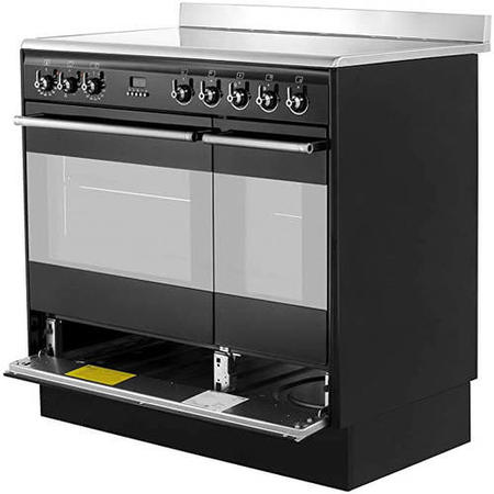 Refurbished Smeg Concert SUK92CBL9 90cm Electric Range Cooker with Ceramic Hob Black