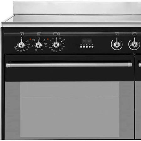 Refurbished Smeg Concert SUK92CBL9 90cm Electric Range Cooker with Ceramic Hob Black