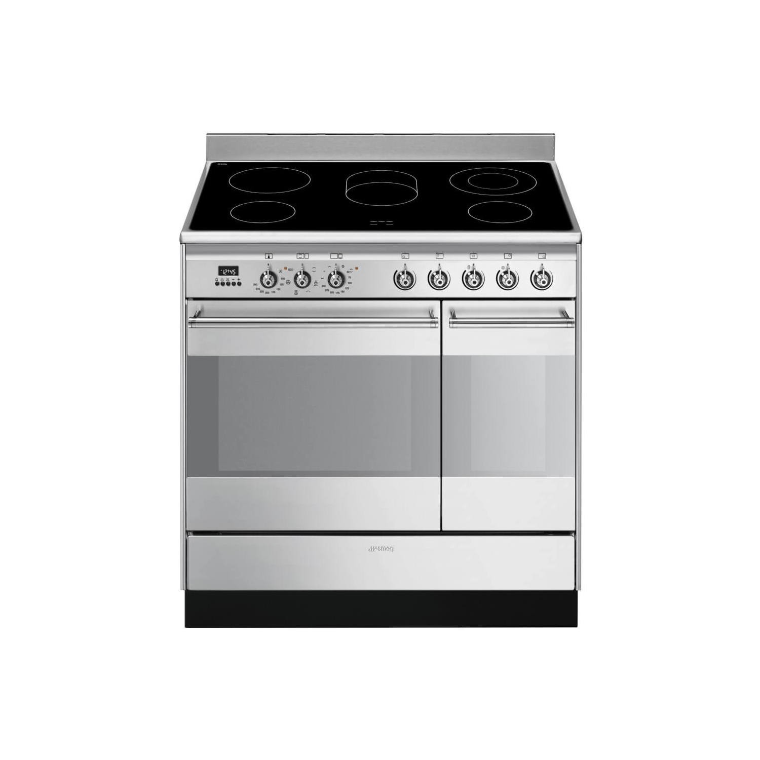 Smeg Concert 90cm Electric Range Cooker with Ceramic Hob - Stainless Steel