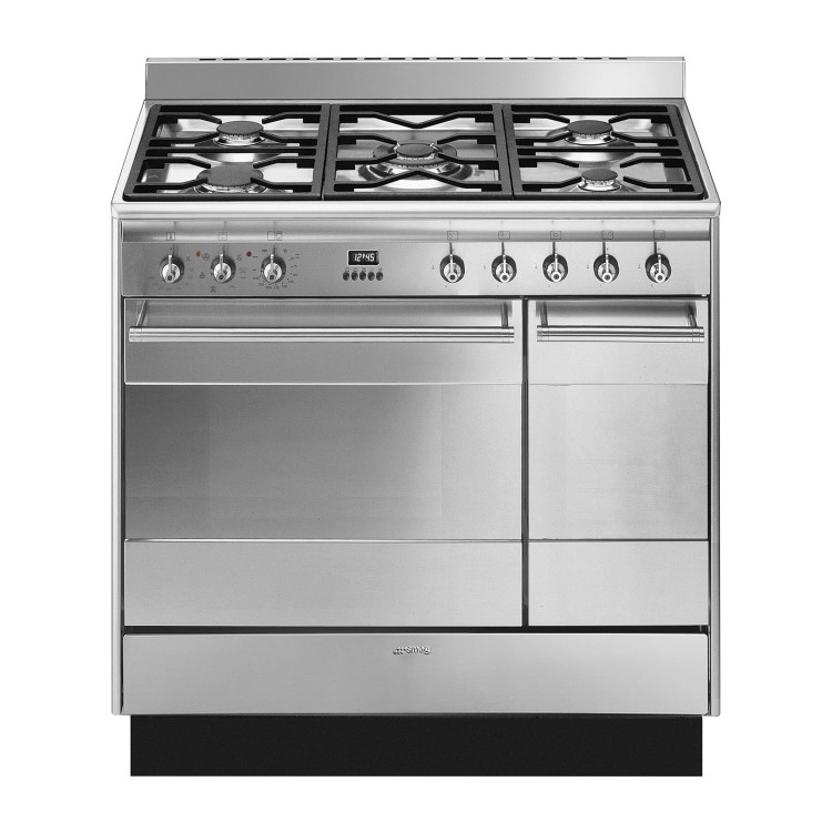 Refurbished Smeg Concert SUK92MX9-1 90cm Dual Fuel Double Oven Range Cooker Stainless Steel