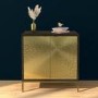 Sunburst Small Sideboard in Gold & Walnut Wood