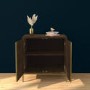 Sunburst Small Sideboard in Gold & Walnut Wood