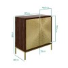 Sunburst Small Sideboard in Gold &amp; Walnut Wood