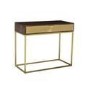 Dark Wood & Gold Console Table with Storage Drawer - Sunburst