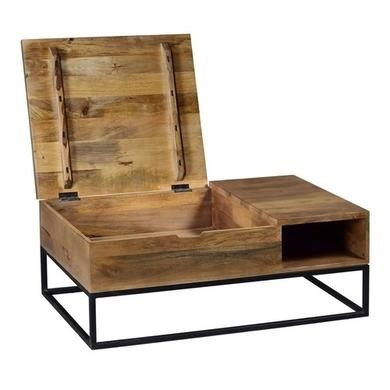 Suri Industrial Coffee Table with Drawer in Mango Wood and Metal