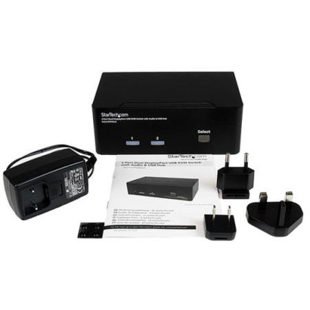 Refurbished StarTech.com 2 Port Dual DisplayPort USB KVM Switch with Audio & USB 2.0 Hub