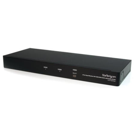 GRADE A1 - StarTech.com 2 Port Quad Monitor Dual-Link DVI USB KVM Switch with Audio & Hub