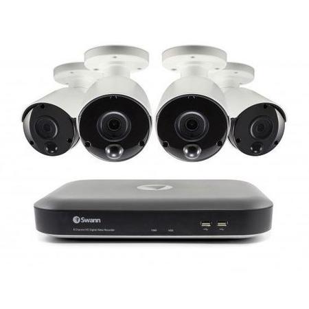 GRADE A1 - Swann CCTV System - 8 Channel 3MP DVR with 4 x 3MP Thermal Sensing Cameras & 2TB HDD - works with Google Assistant