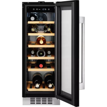 AEG 18 Bottle Single Zone Built in Wine Cooler - Black Framed Glass Door