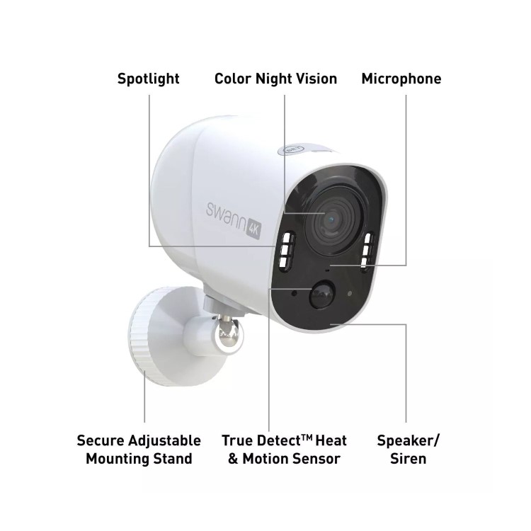 Swann Wireless with 2-way Talk Siren & Heat + Motion Detection Security Camera - 1 Pack