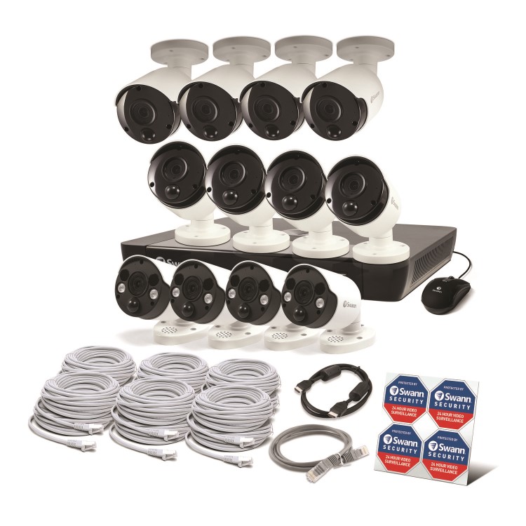 GRADE A1 - Swann CCTV System - 16 Channel 5MP Super HD NVR with 8 x 5MP Thermal Sensing Cameras 4 x Spotlight Cameras & 2TB HDD