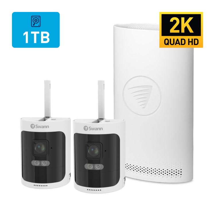 Box Opened Swann AllSecure650 2 Camera 2K Quad HD Wi-Fi NVR CCTV System with 64GB HDD