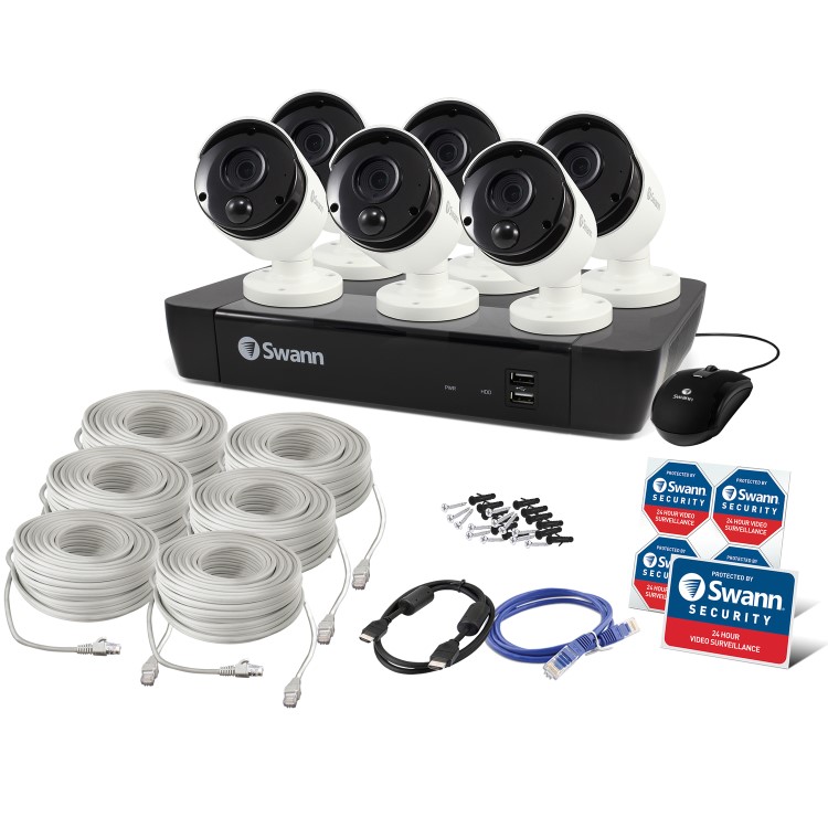 Swann CCTV System - 8 Channel 4K NVR with 6 x 4K Ultra HD Cameras & 2TB HDD