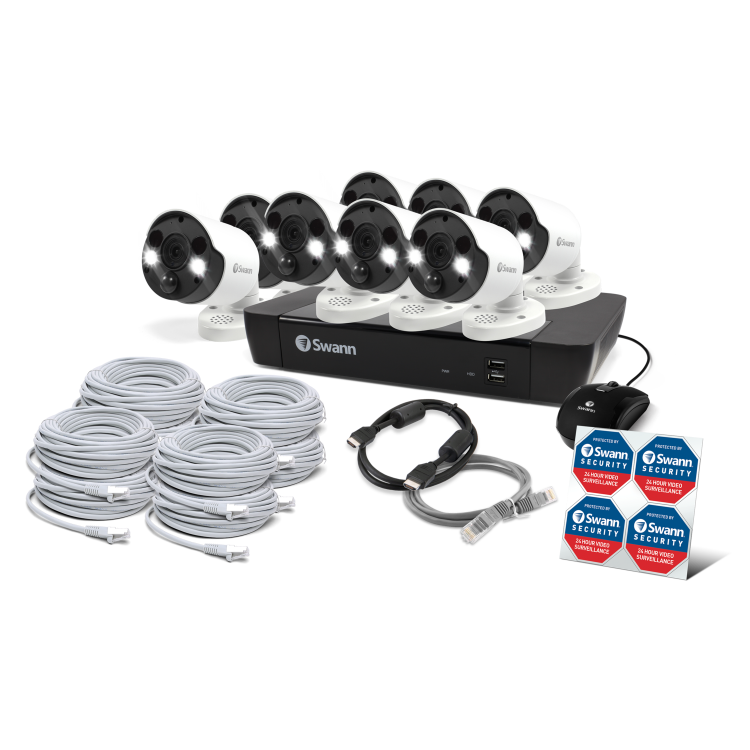 Swann CCTV System - 8 Channel 4K Ultra HD NVR with 8 x 4K Thermal Sensing Spotlight Cameras & 2TB HDD