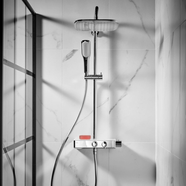 Triton Push Button Bar Diverter Thermostatic Mixer Shower Set - Chrome