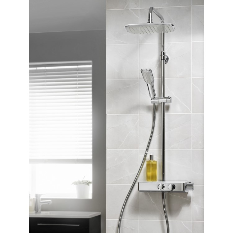 Triton Push Button Bar Diverter Thermostatic Mixer Shower Set - Chrome