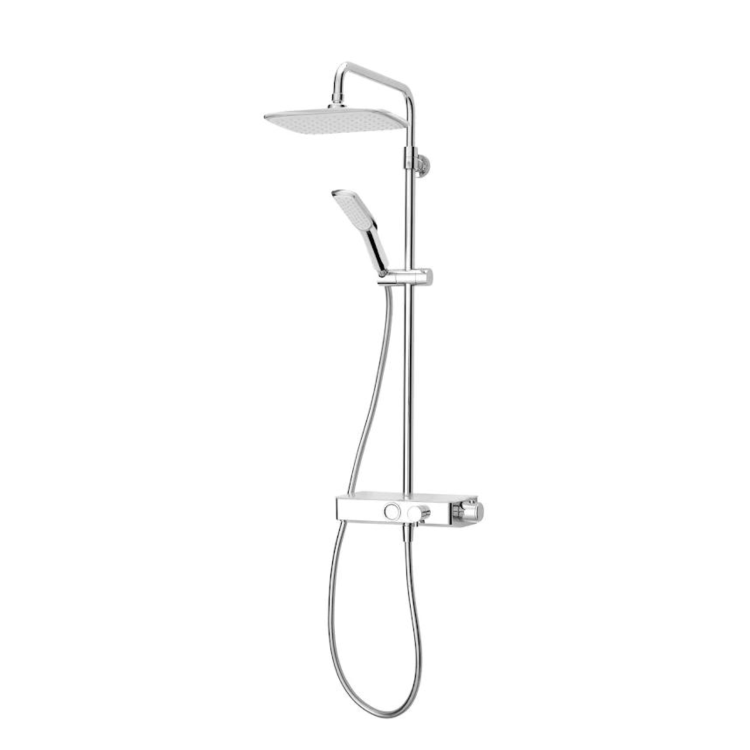 Triton Push Button Bar Diverter Thermostatic Mixer Shower Set - Chrome