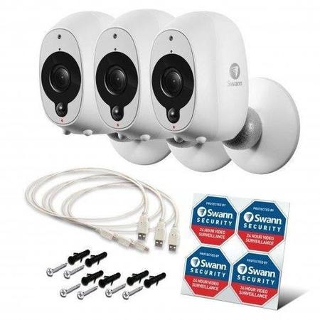 Swann 1080p Full HD Wireless Wi Fi Camera with Heat/Motion Sensing Night Vision & Audio -  Triple Pack