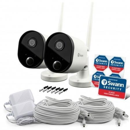 Swann 1080p HD Wireless Wi-Fi Cameras with Heat/Motion Sensing Night Vision & Audio - Twin Pack