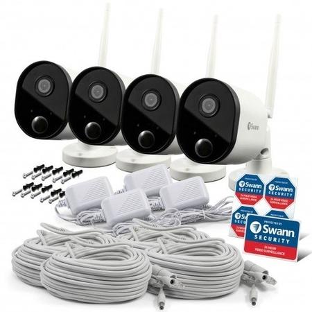 Swann 1080p HD Wireless Wi-Fi Cameras with Heat/Motion Sensing Night Vision & Audio - 4 Pack