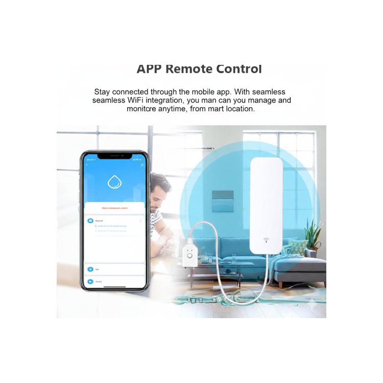 Tuya Smart WiFi Water Leak Sensor with 1m External Probe