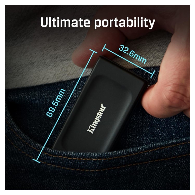 Kingston XS1000 2TB USB 3.2 Gen 2 Portable External SSD - Black