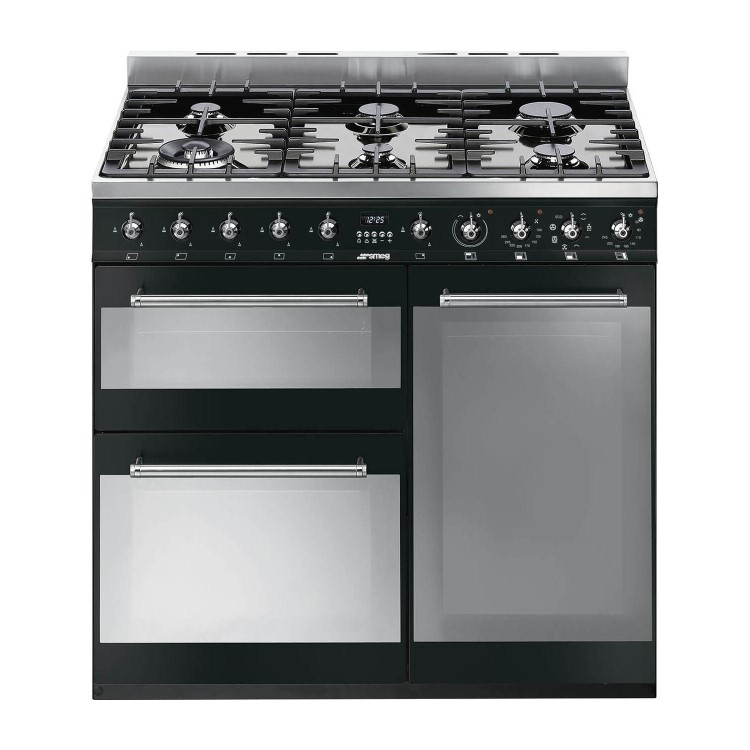 Smeg Symphony 90cm Dual Fuel Range Cooker - Black