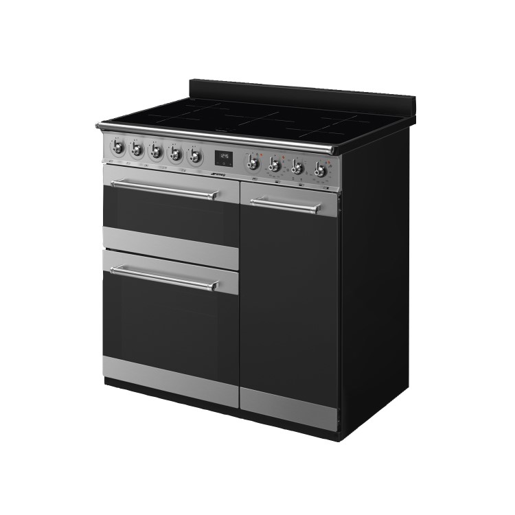 Refurbished Smeg Symphony SY93I1 90cm Electric Range Cooker Stainless Steel