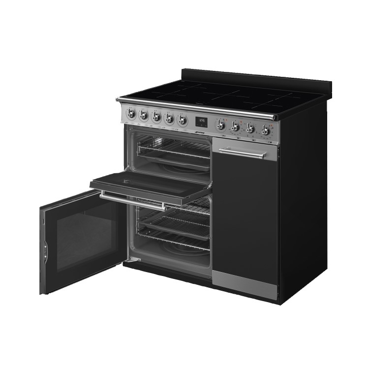 Refurbished Smeg Symphony SY93I1 90cm Electric Range Cooker Stainless Steel