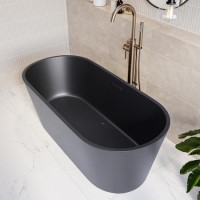 GRADE A1 - Matt Black Freestanding Double Ended Bath 1590 x 740mm - Sydney
