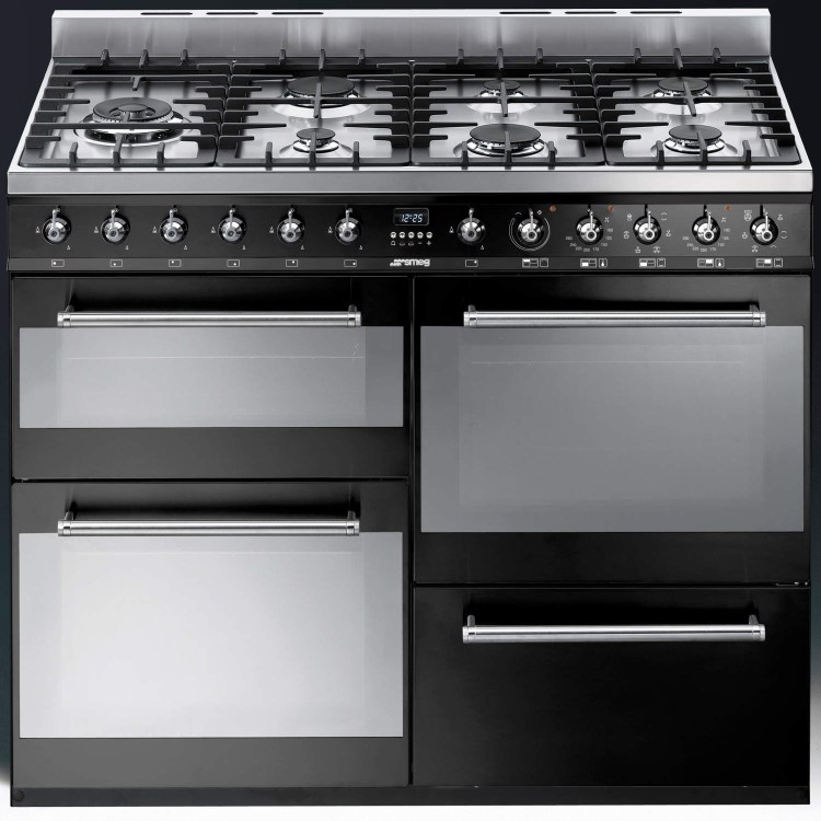 Smeg Symphony 110cm Dual Fuel Range Cooker - Black