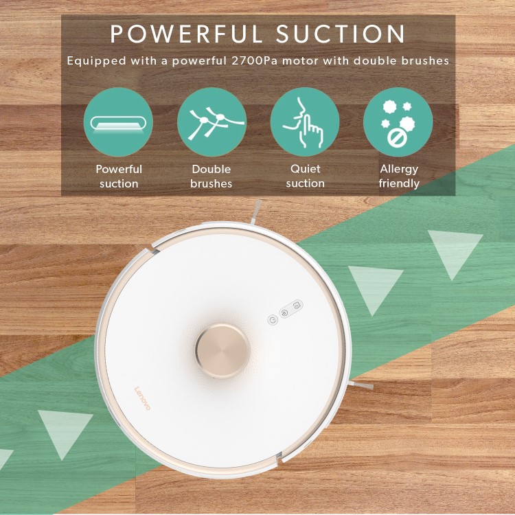 Lenovo T1 Robot Vacuum Cleaner and Mop - 2700Pa Suction - White