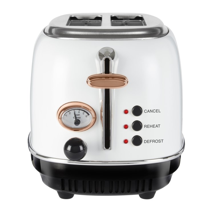 Tower T20016W 2 Slice Toaster - Rose Gold And White