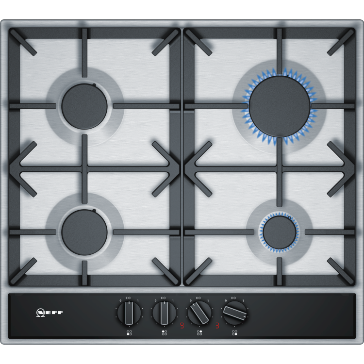 Refurbished Neff N70 T26DA49N0 59cm 4 Zone Gas Hob Stainless Steel With Cast Iron Pan Stands