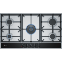 Neff T29DA69N0 N70 90cm Five Burner Gas Hob Stainless Steel With Cast Iron Pan Stands