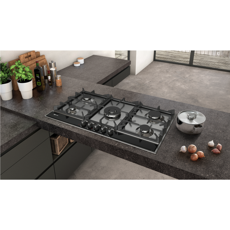 Neff T29DA69N0 N70 90cm Five Burner Gas Hob Stainless Steel With Cast Iron Pan Stands