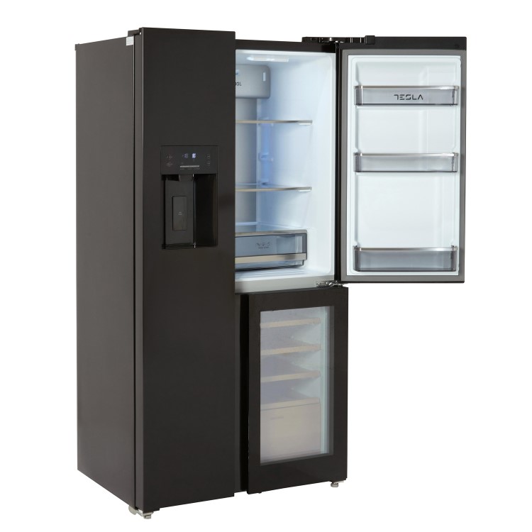 Tesla 529 Litres French Style American Fridge Freezer - Black
