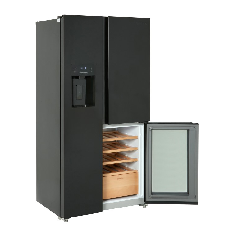 Tesla 529 Litres French Style American Fridge Freezer - Black