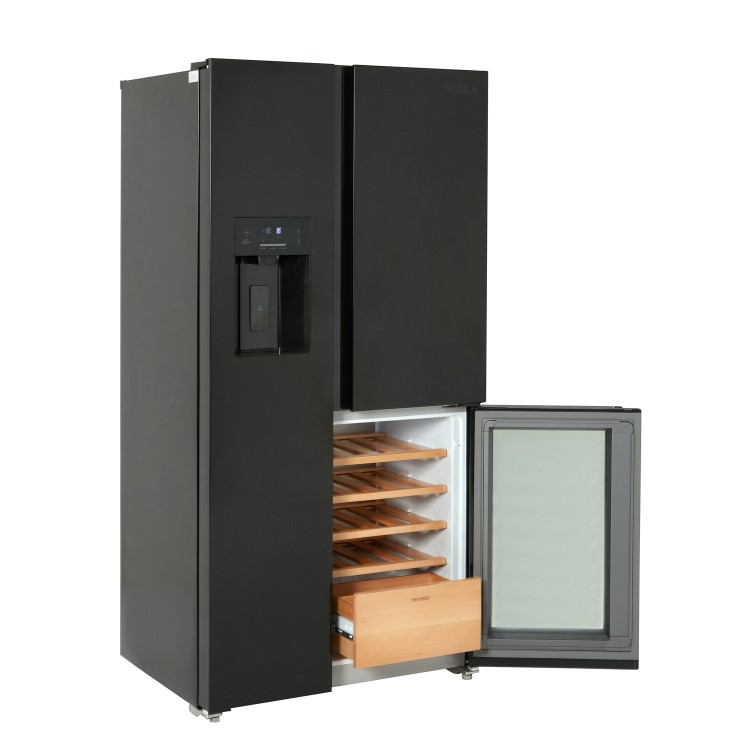 Tesla 529 Litres French Style American Fridge Freezer - Black
