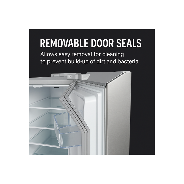 Tesla 529 Litres French Style American Fridge Freezer - Inox